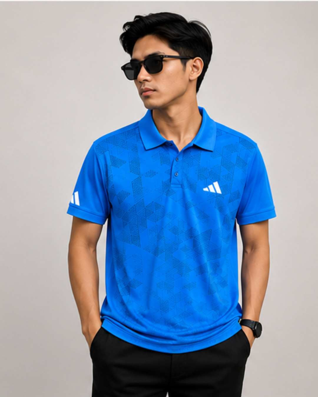 Men’s Premium Korean Lycra Polo T-Shirt Blue