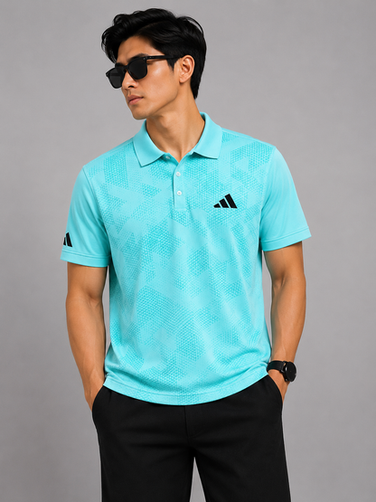 Men’s Premium Korean Lycra Polo T-Shirt Aqua Blue